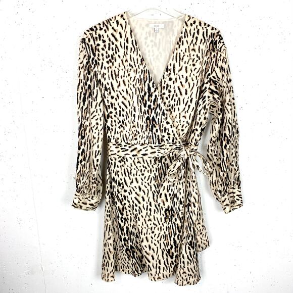 Joie Jaide Leopard Print Mini Wrap Dress Animal Print Belted Lyocell Size Large - Picture 2 of 12